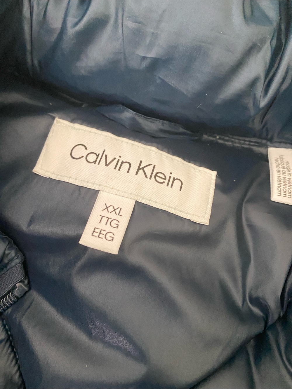 Calvin Klein Navy Blue Quilted Puffer Jacket with Hood - Picture 6 of 6